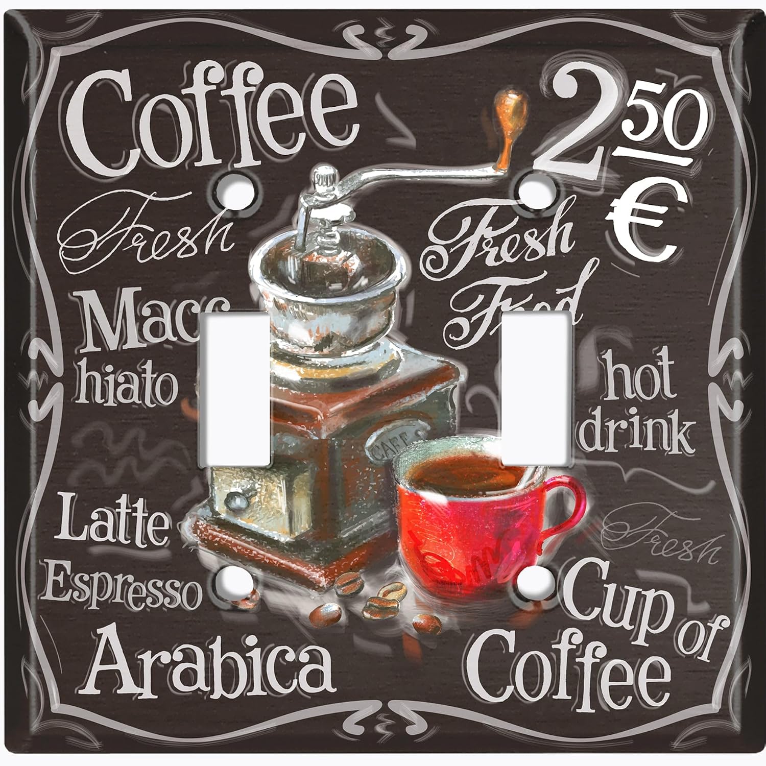 Metal Light Switch Plate Cover Vintage Chic Coffee House Menu PNT058