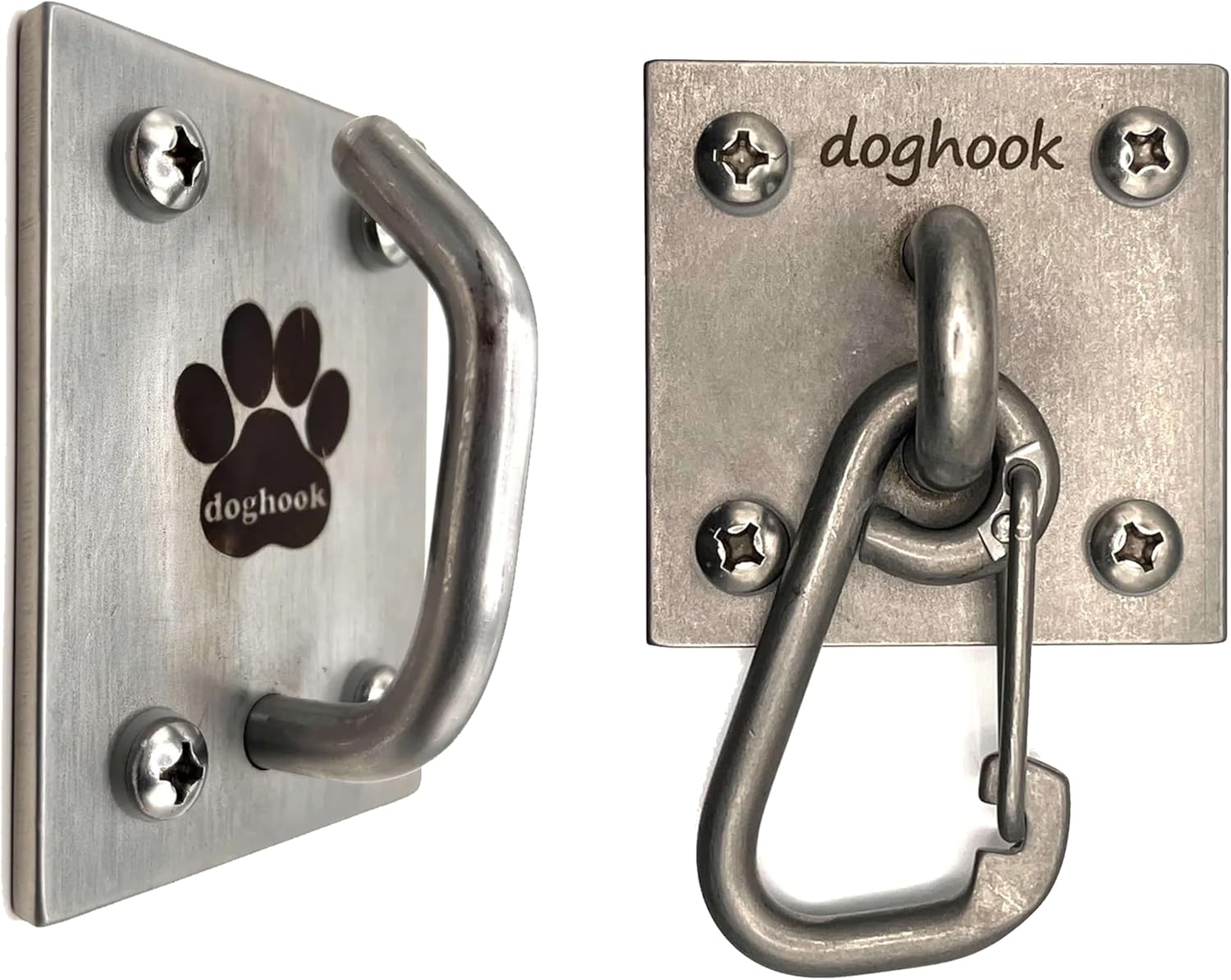 Canine Hitch Secure Parking Leash, Ultimate Strength & EZ Clip, Indoor & Outdoor Wall Hook, Stainless Steel Tie-Out for Home & Business – Pack of 2