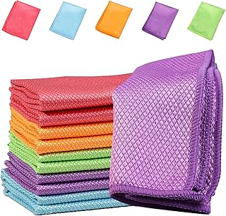 Streak Free Miracle Cleaning Cloth, Microfiber Cleaning Cloth, Nanoscale Cleaning Cloth Reusable Dish Cloth Micro Fiber Cloth Cleaning for Glasses Cars TV Screens Electronics (5, 10 x 10 inch)