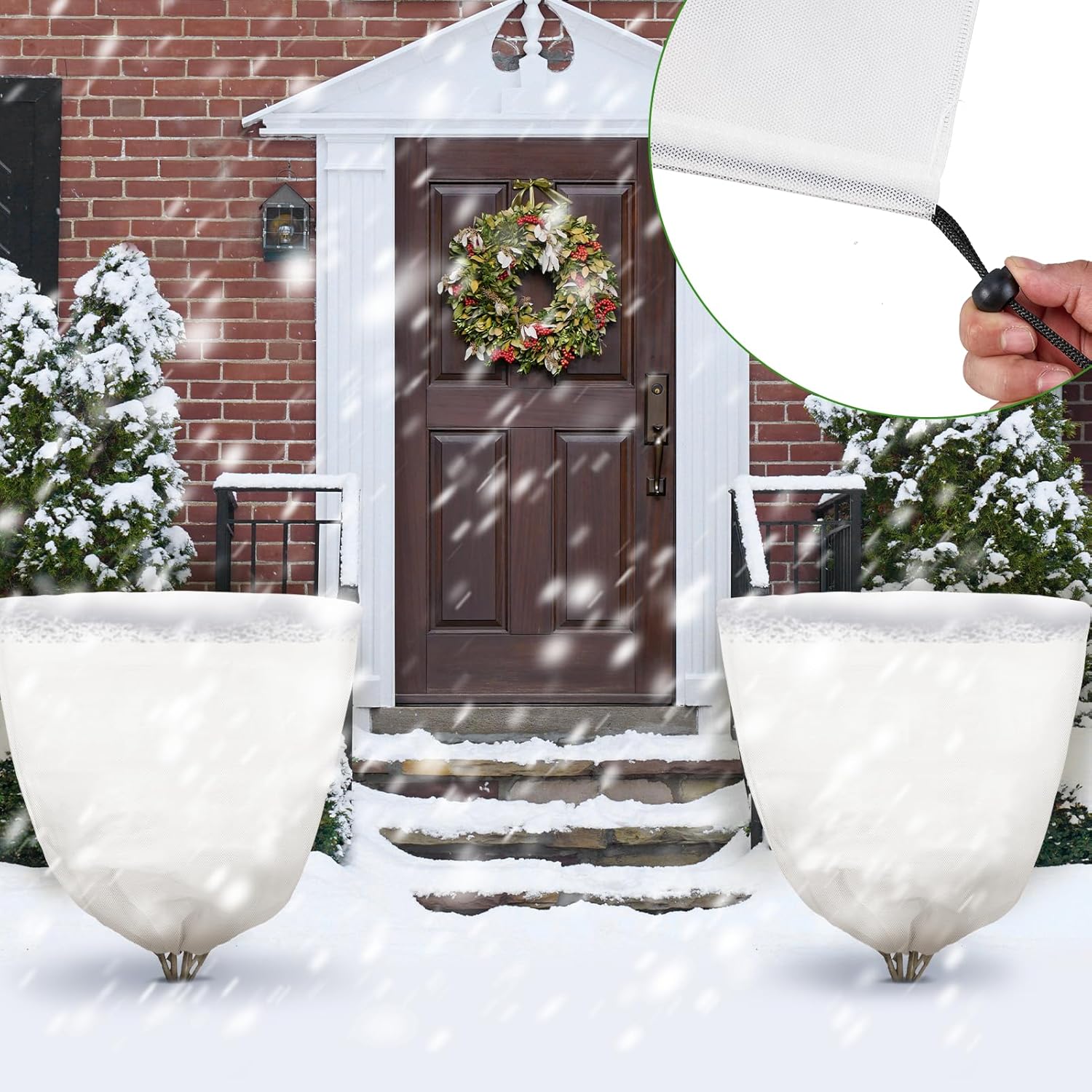 NNG 5PCS Winter Plant Covers Freeze Protection 39.4x39.4Inch Frost Blanket Shrub Covers with Drawstring Plant Protector Shrub Jacket Winter Tree Cover for Outdoor Plants, Shrub Potted Plants