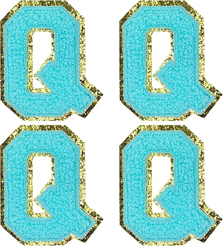 Miniatura 49 de Jongdari Letras termo-adhesivas de felpilla para ropa, parches de letras del alfabeto con brillantina para coser, con adhesivo planchado, 4