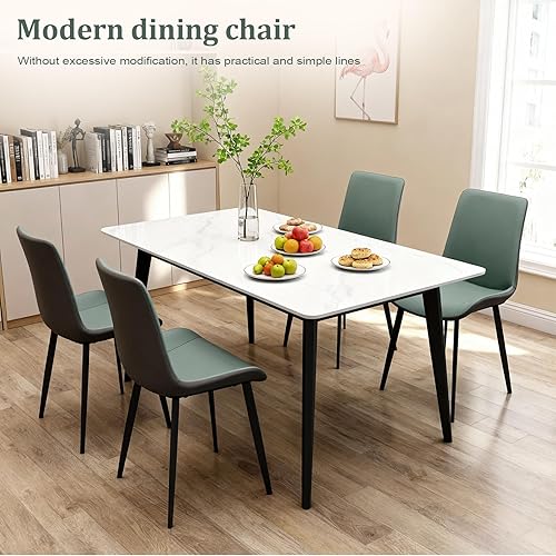 Vista 93 de Sillas de comedor, modernas sillas de comedor de piel sintética con patas de metal resistentes, asiento tapizado, sillas laterales decorativas