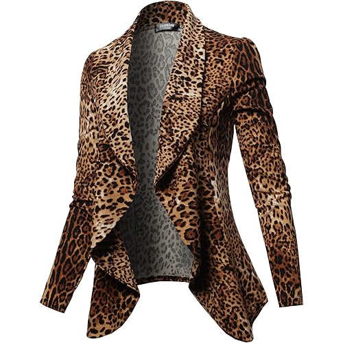 SSOULM Women's Long Sleeve Classic Draped Open Front Lightweight Blazer with Plus Size