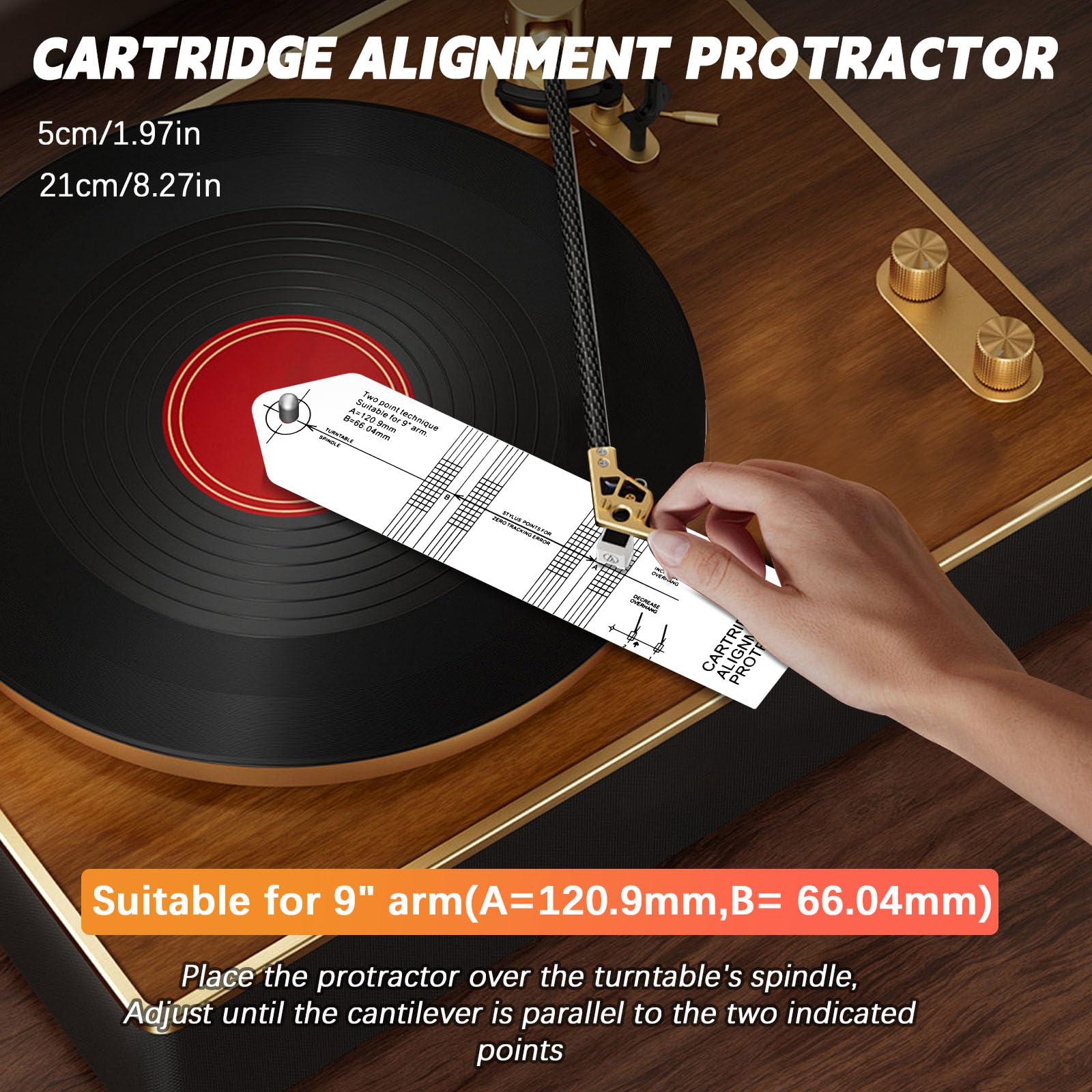 4PCS Justier und Einstellungsset zur Plattenspieler, mit Digitaler Tonarmwaage Digitale Turntable, Azimut-Messgerät-Ausrichtungsblock, Libelle und Überhangschablone, für Turntables Tonarm Phono