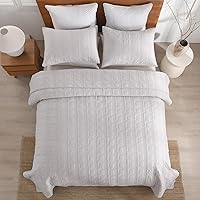 Vista 122 de HORIMOTE HOME Juego de edredón 100% algodón tamaño individual, juego de colcha prelavada de 2 piezas, color azul bebé, funda de cama acogedora