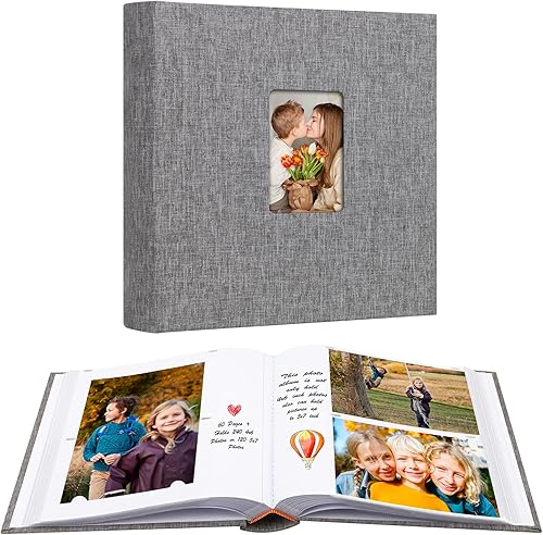 Aevdor Álbum de fotos de 4 x 6 con espacio de escritura con capacidad para 240 fotos de 4 x 6 pulgadas o 120 fotos de 4 x 6 y 5 x 7 pulgadas,