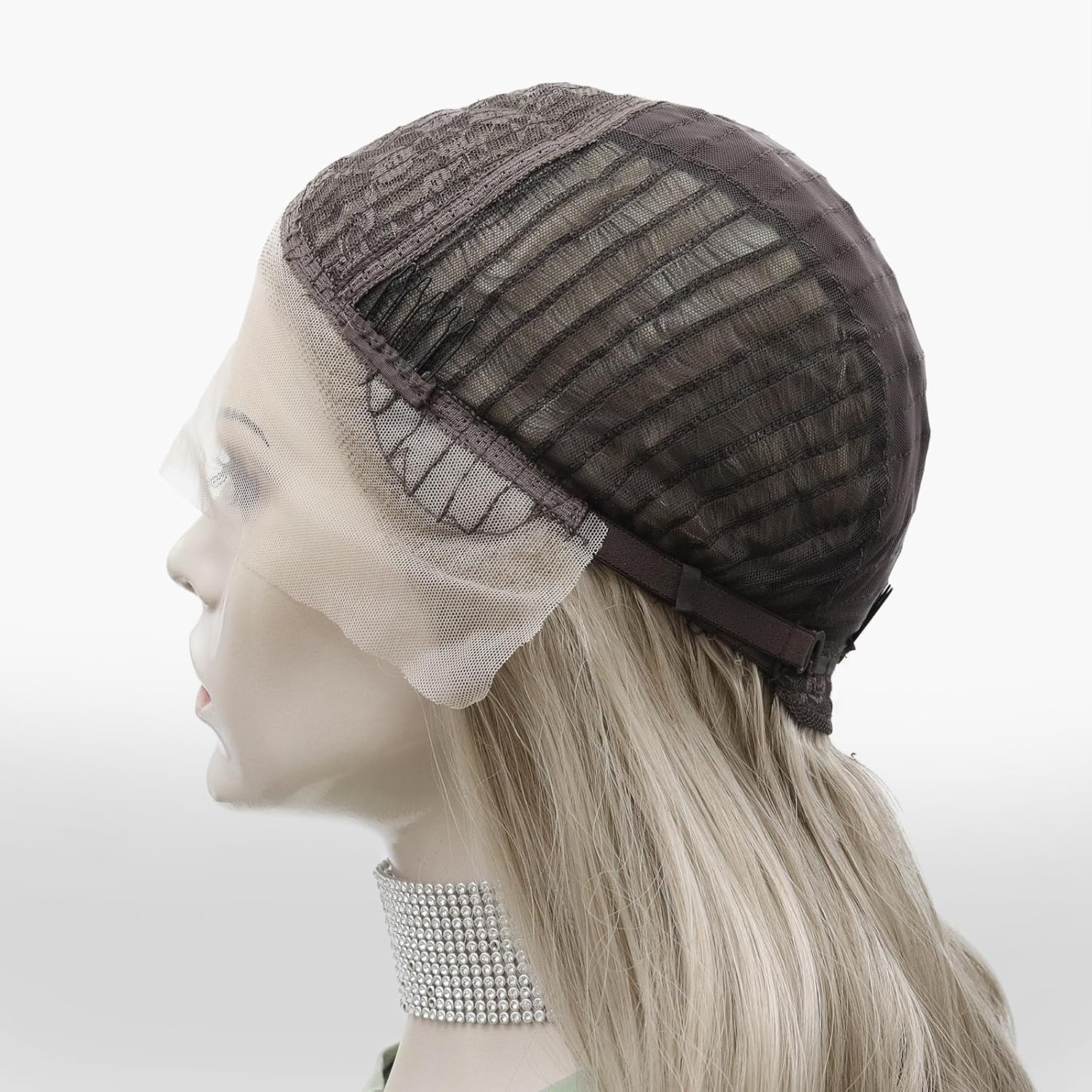 IMSTYLE As Blonde Lace Front T Part Pre Plucked Highlight 22 Inches Synthetic Soft Rooting Wavy Heat Resistant Natural Looking Hair Wig