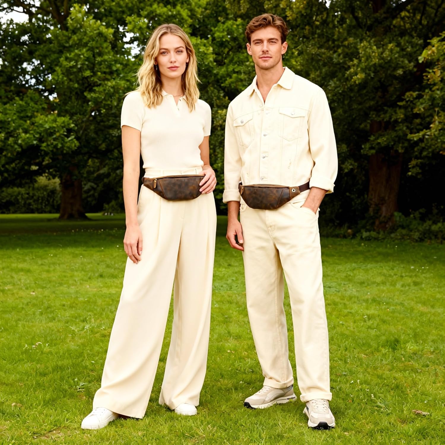 Thick Crazy Horse Leather Hiking Riding Travel Outdoor Belt Bag Fanny Waist Pack Small Phone Pouch For Men Women 380 (385 Brown) - Image 2