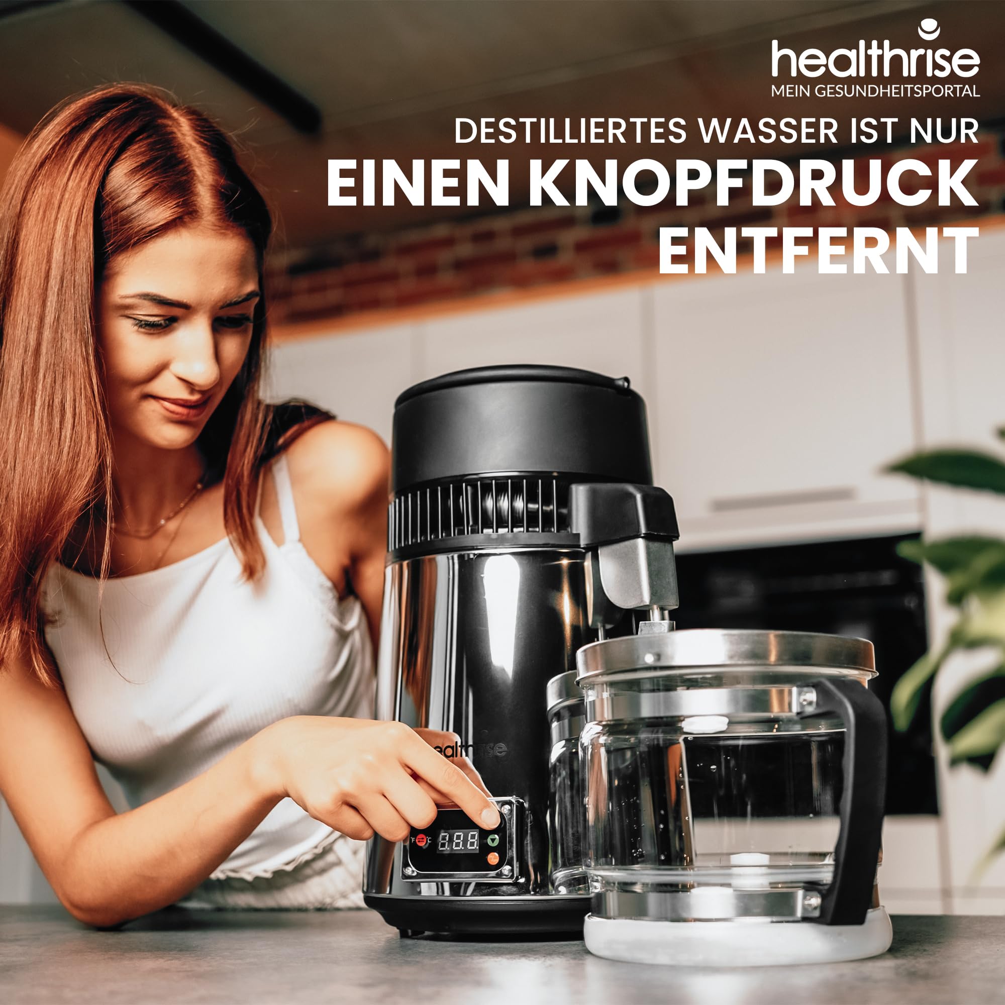 Health Rise Wasserdestilliergerät mit Deutscher Bedienungsanleitung, Servicehotline in Deutschland, Vollautomatisch, Sicher und Zuverlässig für Zuhause, Zahnklinik und Labor, 2 Jahre Garantie