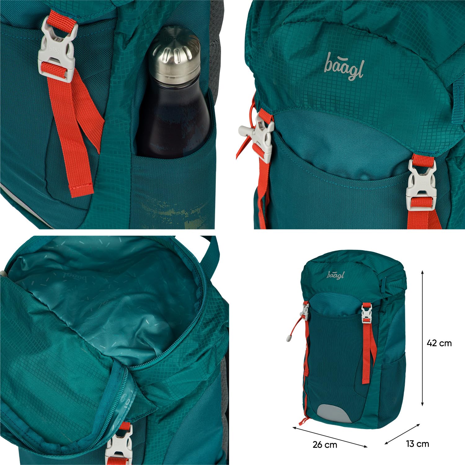 Baagl Plecak dla dzieci – stylowy plecak turystyczny dla chłopców i dziewczynek – ultralekki plecak outdoorowy dla dzieci, tracker do szkoły i na wycieczki, z paskiem na klatkę piersiową i biodrową