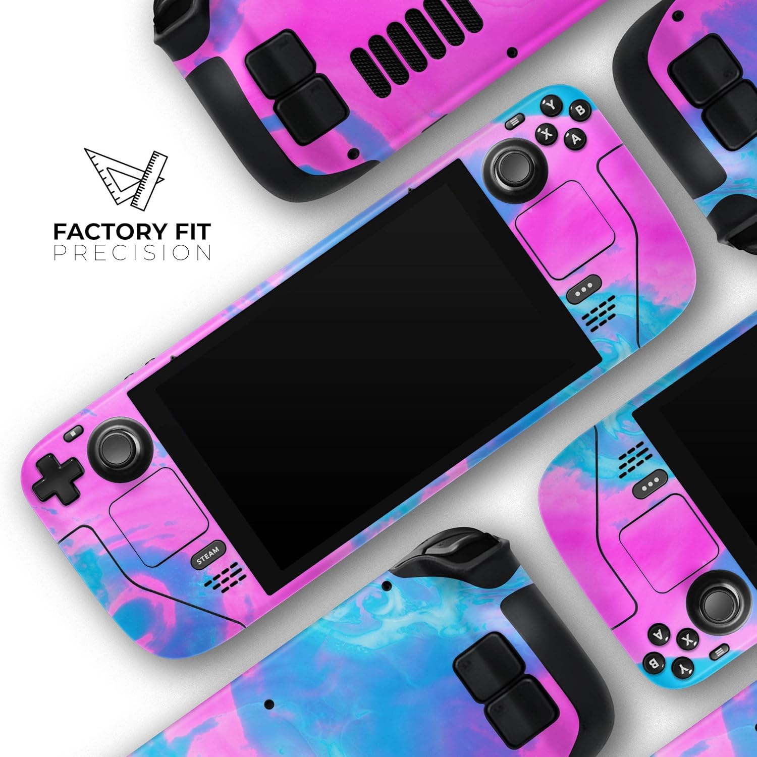 Compatible with Steam Deck - Skin Decal Protective Scratch-Resistant Removable Vinyl Wrap Cover - Abstract Iridescent Vivid Pink Swirl