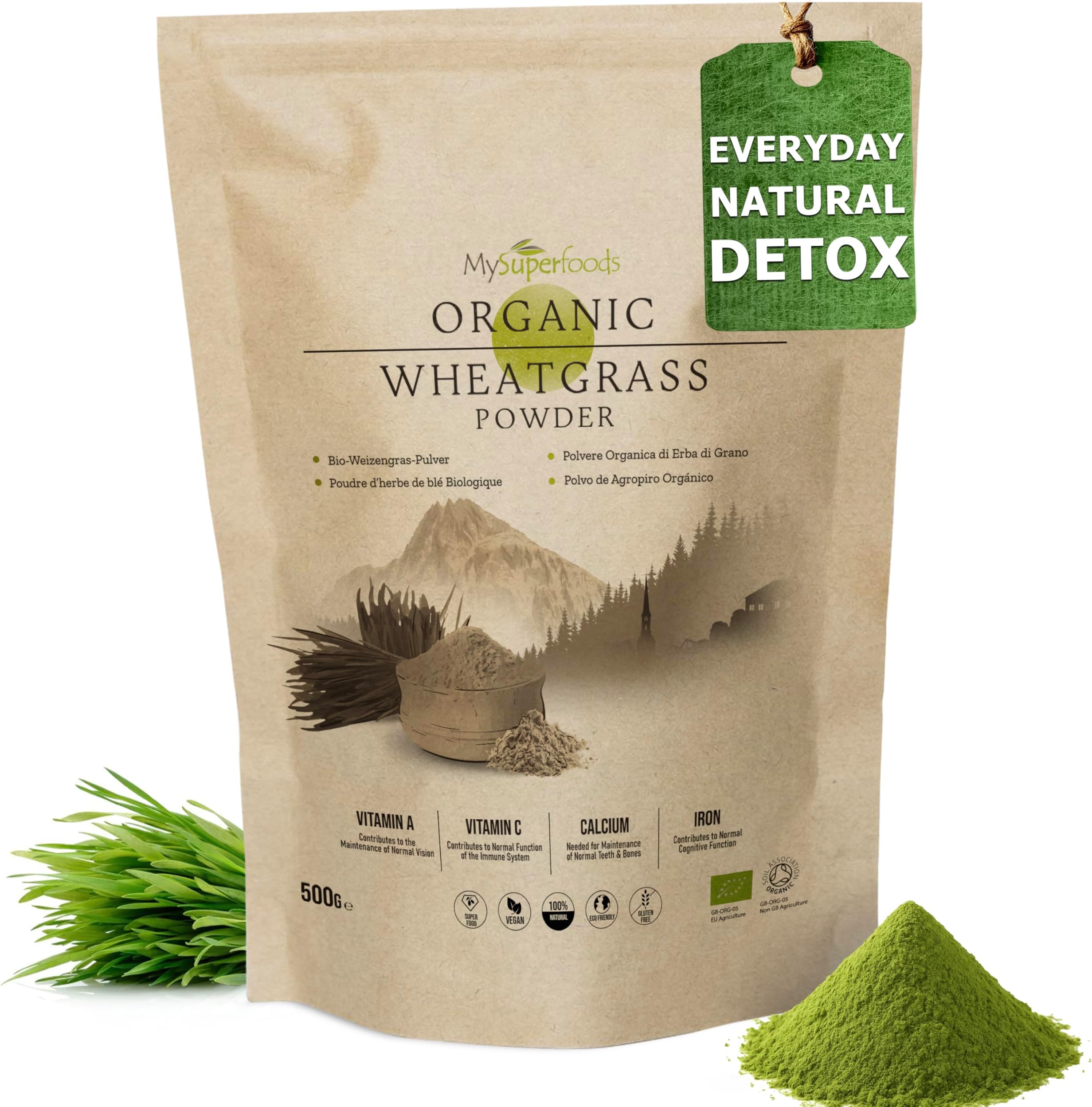 MySuperfoods Organic Wheatgrass Powder 500g, High Chlorophyll Content