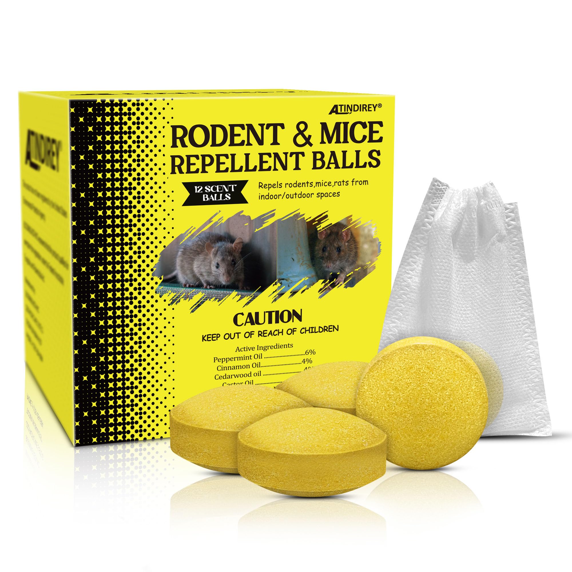 Rodent & Mice Repellent,Squirrel Repellent,Indoor/Outdoor/Car Engine Protection,Long-Lasting Peppermint Oil Formula,Safe for Pets & Kids,30-60 Days