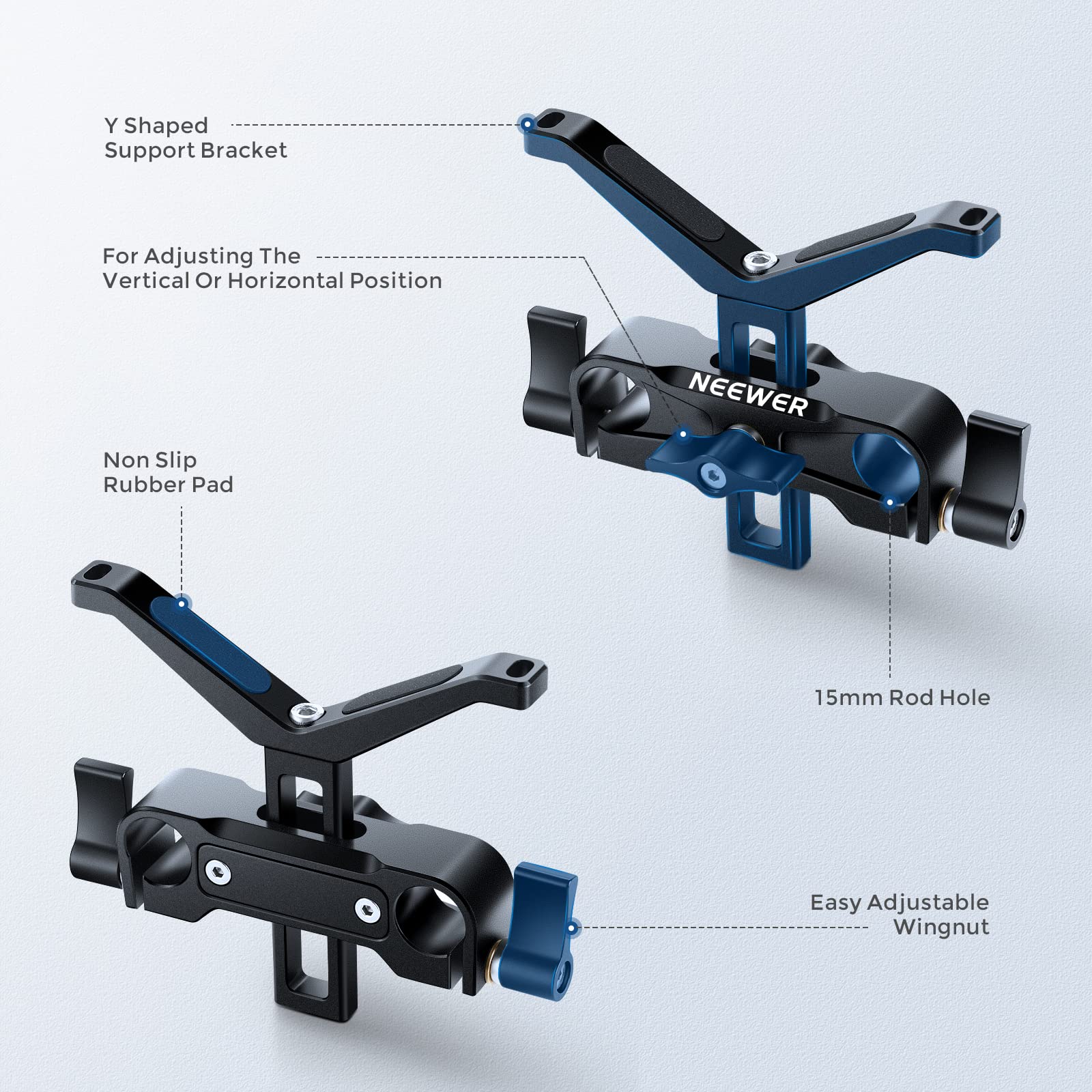 NEEWER Support de téléobjectif Long pour Objectif, avec Hauteur réglable de 35 mm, Compatible avec TILTA, Compatible avec NICEYRIG, Compatible avec SMALLRIG DSLR Appareil Photo épaule Rig Follow Focus