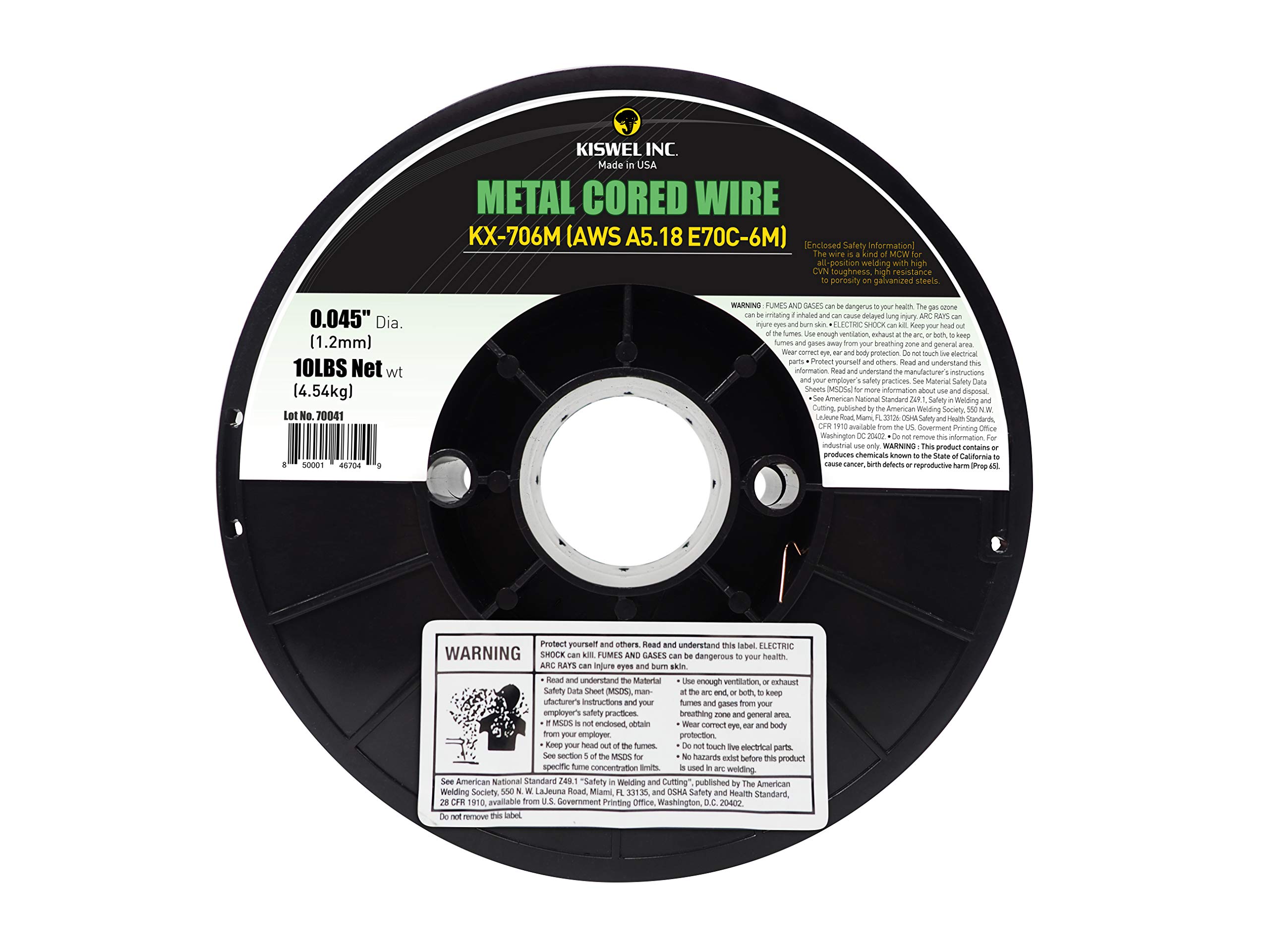 (Made in USA) Kiswel KX-706M E70C-6M .045 in. Dia 10lb. Metal Cored Welding Wire