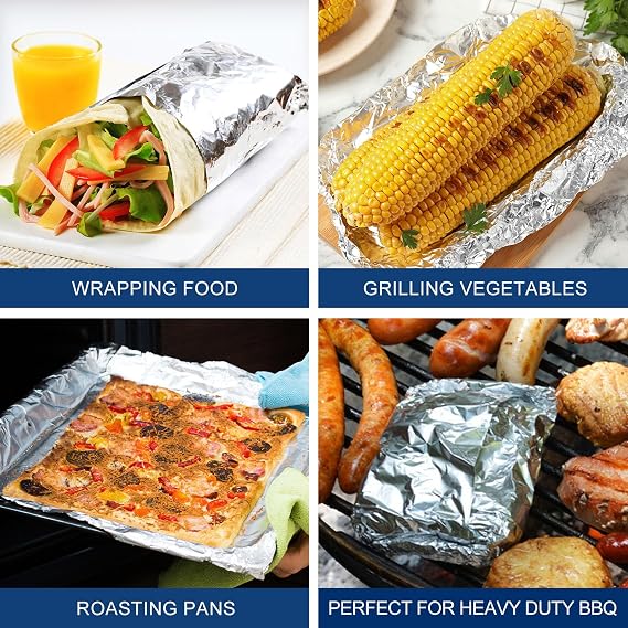Heavy Duty Aluminum Foil Roll for Food 18 Inches 500 FT Heavy Duty Food Safe Foil Wrap