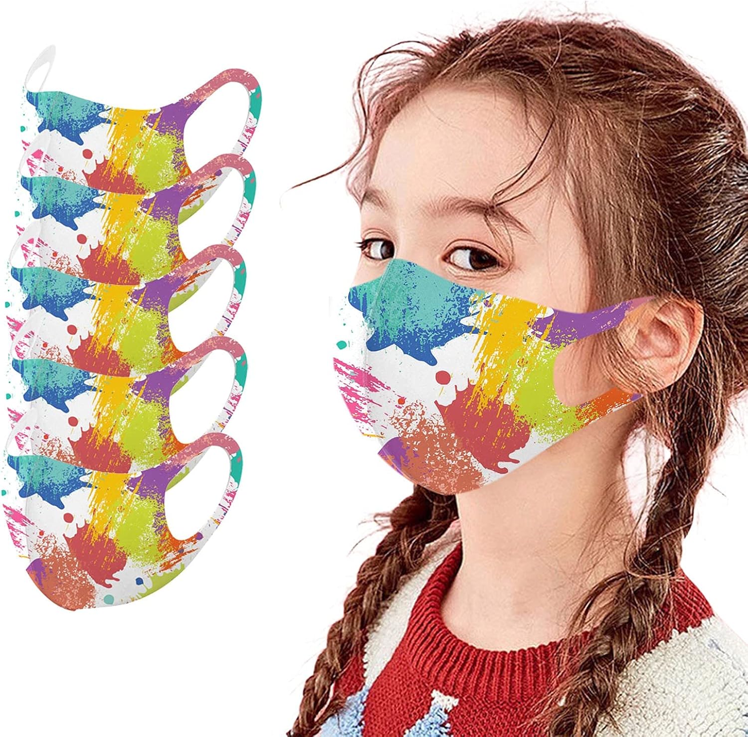 5/10Pcs Kids Cute Cartoon Face Bandanas Reusable Cloth Face Dust Protection with Adjustable Ear Loops for Boys Girls : Clothing, Shoes & Jewelry