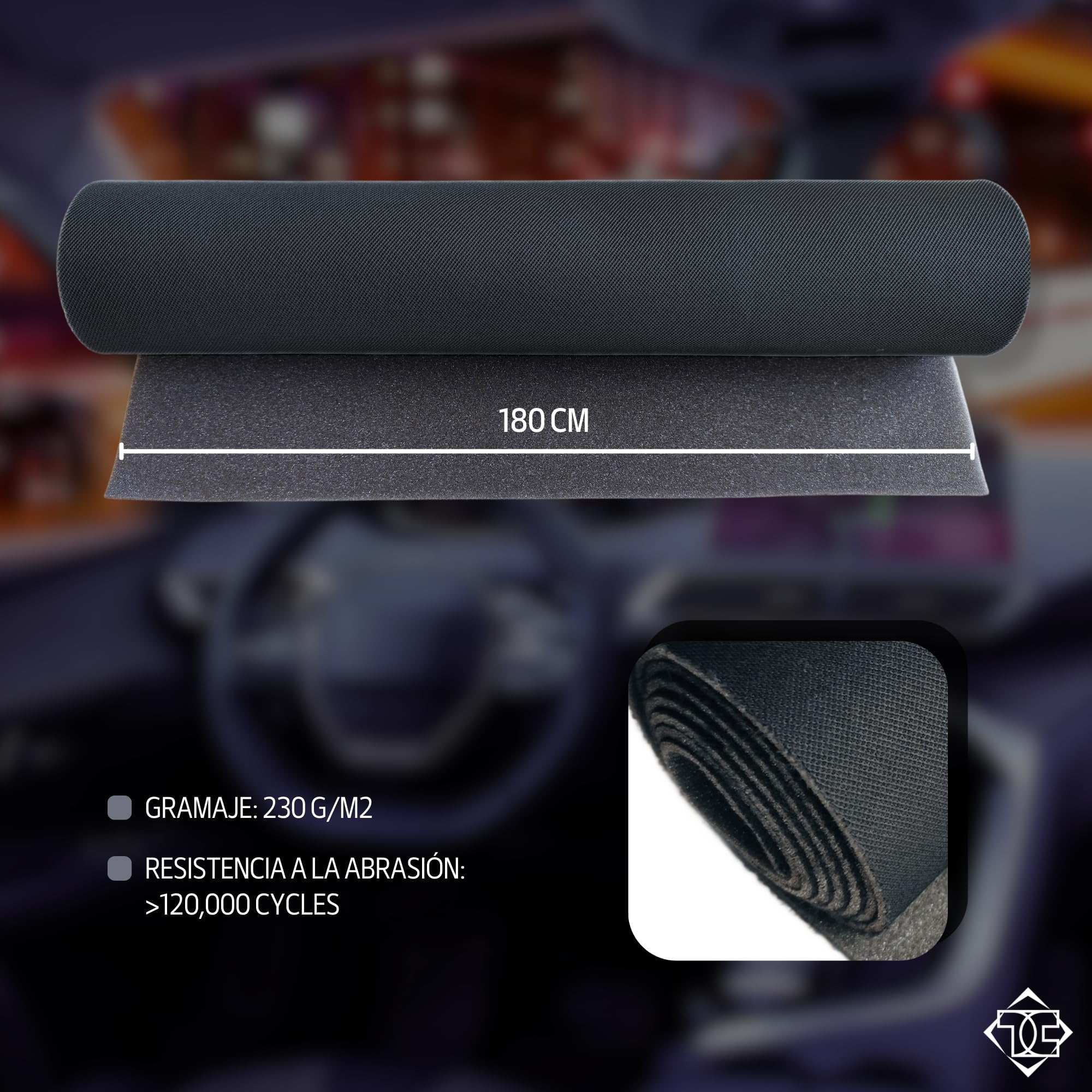 TAPHICEROS Techo Interior de Coche, Grafito, 200 cm x 180 cm, Vendido por metros, tela para Revestimiento de Coches, Renovación de Tapicería Interior Textil para Coches, Caravanas, Barcos, Camping