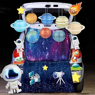 Halloween Space Trunk Car Decoration Kit Solar System Decor Star Astronaut Party Supply Halloween Car Outdoor Decor for Church Cars Archway Garage Door Haunted House Decoration