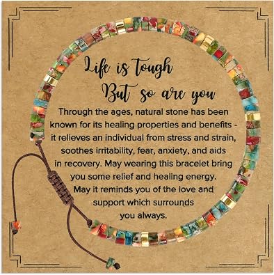 VIBILIA Get Well Gifts for Women, Inspirational Gifts Natural Stone Healing Bracelet, Thinking of You Encouragement Strength Bracelets for Women on Birthday Valentines Day Easter Mothers Day