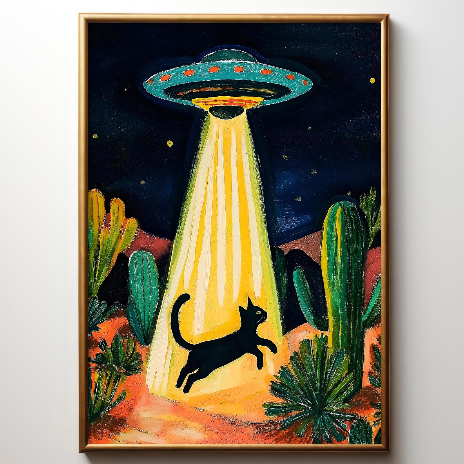 絵画 Alien Donation Amazon.com: Retro Ufo Canvas Wall Art Desert Cactus Picture Ufo