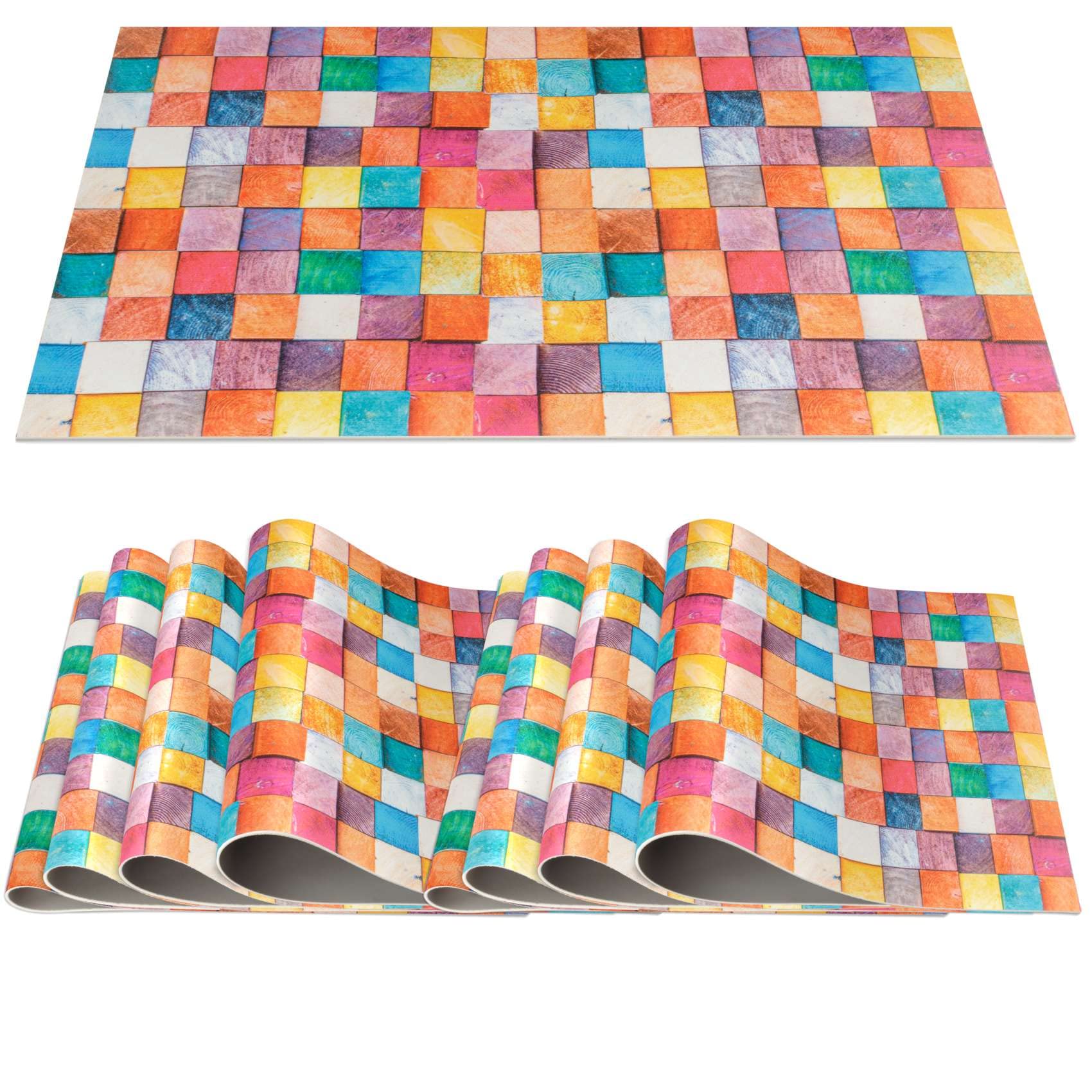 ANRO Platzset Mosaik Bunt 30x45 cm – 8er Set, abwaschbar