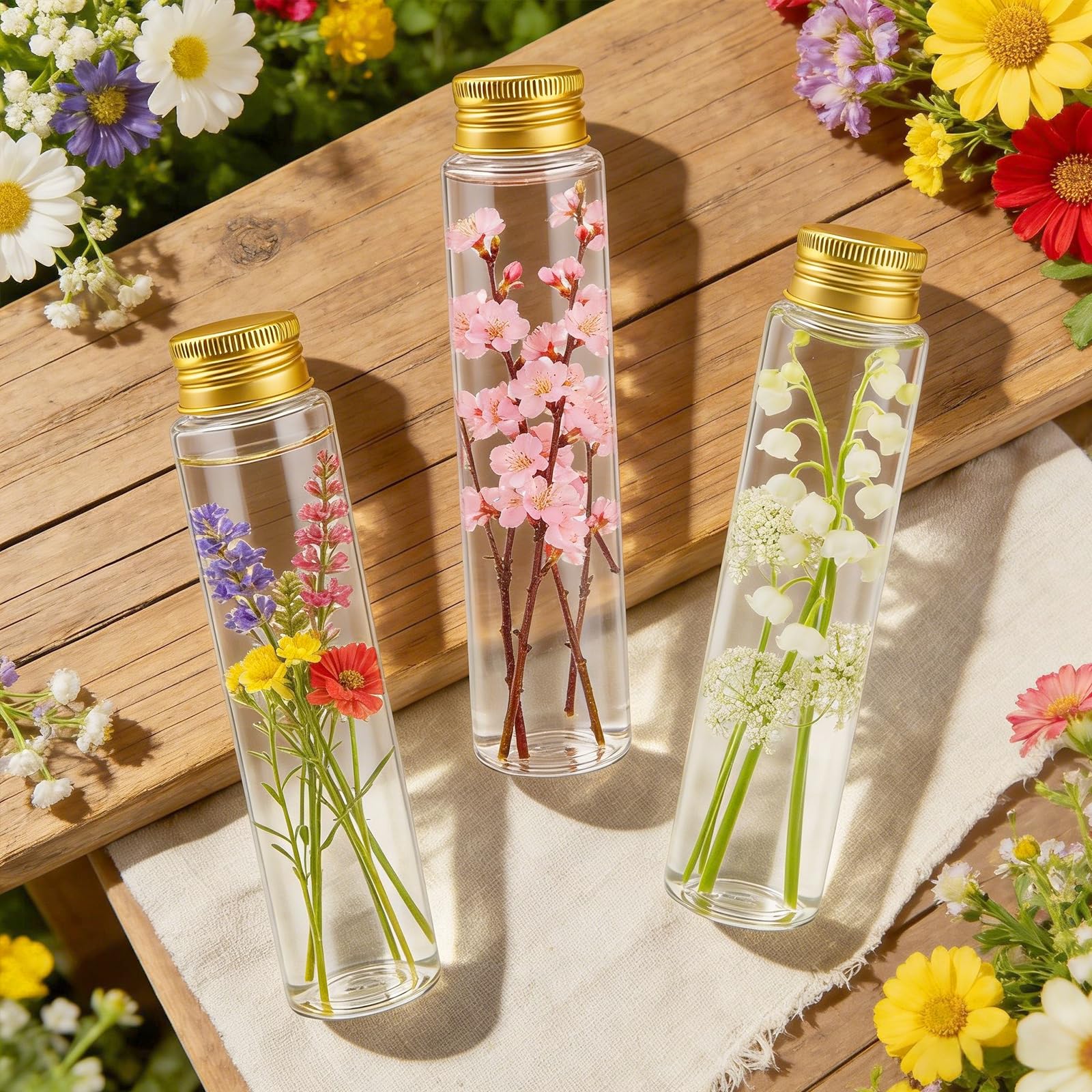 12 Provette In Plastica Con Tappo A Vite Da 110 Ml - Trasparenti Con Spazzola Per Pulizia - Per Confetti, Perle E Laboratorio