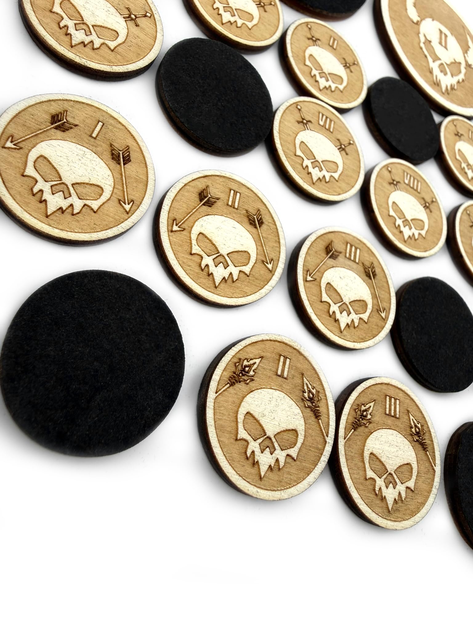 Lasergravierte D&D Gegner-Token aus Holz – 22 Battlemap Marker in 3 Größen (1'', 2'', 3'') – Alternative zu Miniaturen für Tabletop Boardgame Fans