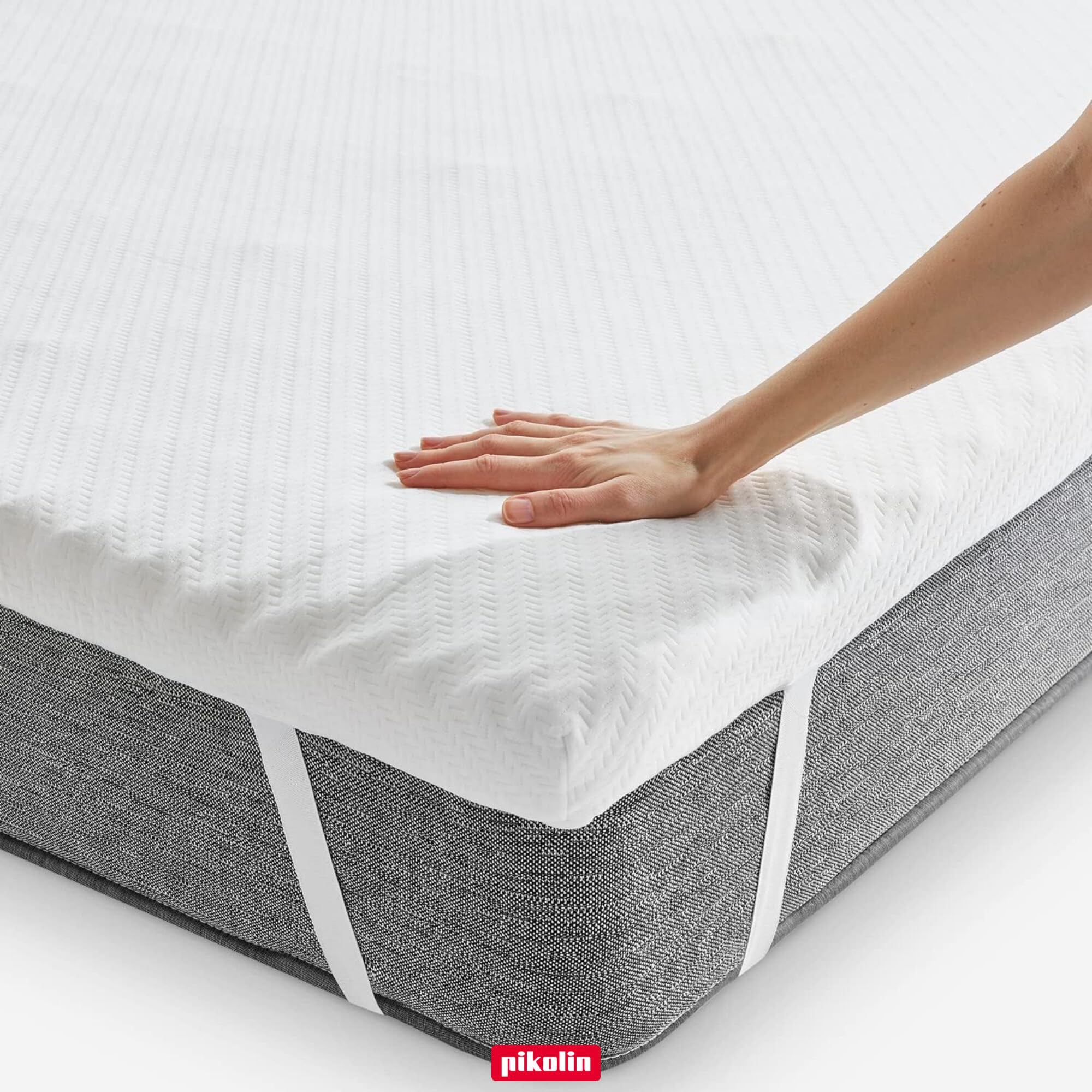 PIKOLIN Topper Singolo 80 x 190 cm Memory Foam Spessore 7 cm - Coprimaterasso da Hotel con Supporto Multizona Adattivo, Sfoderabile e Traspirante