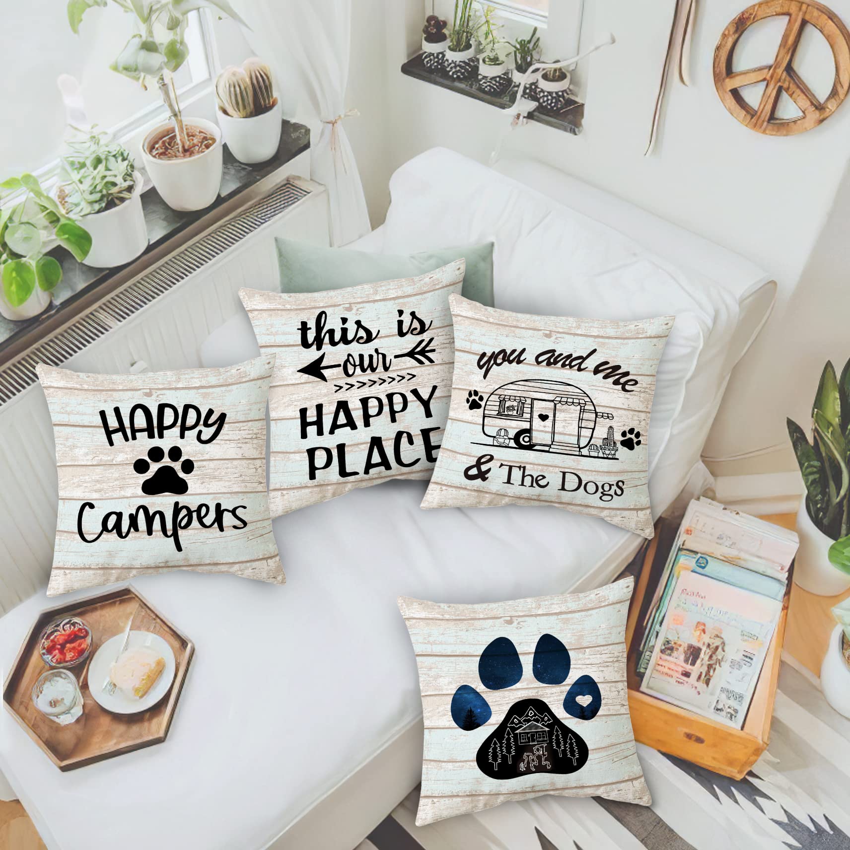 Federa Cuscino Divano 40x40 Cm MoonWorks: Regalo Divertente Per Camperisti Con Scritta 'Home Is Where The Piazzola Is' (Nero)