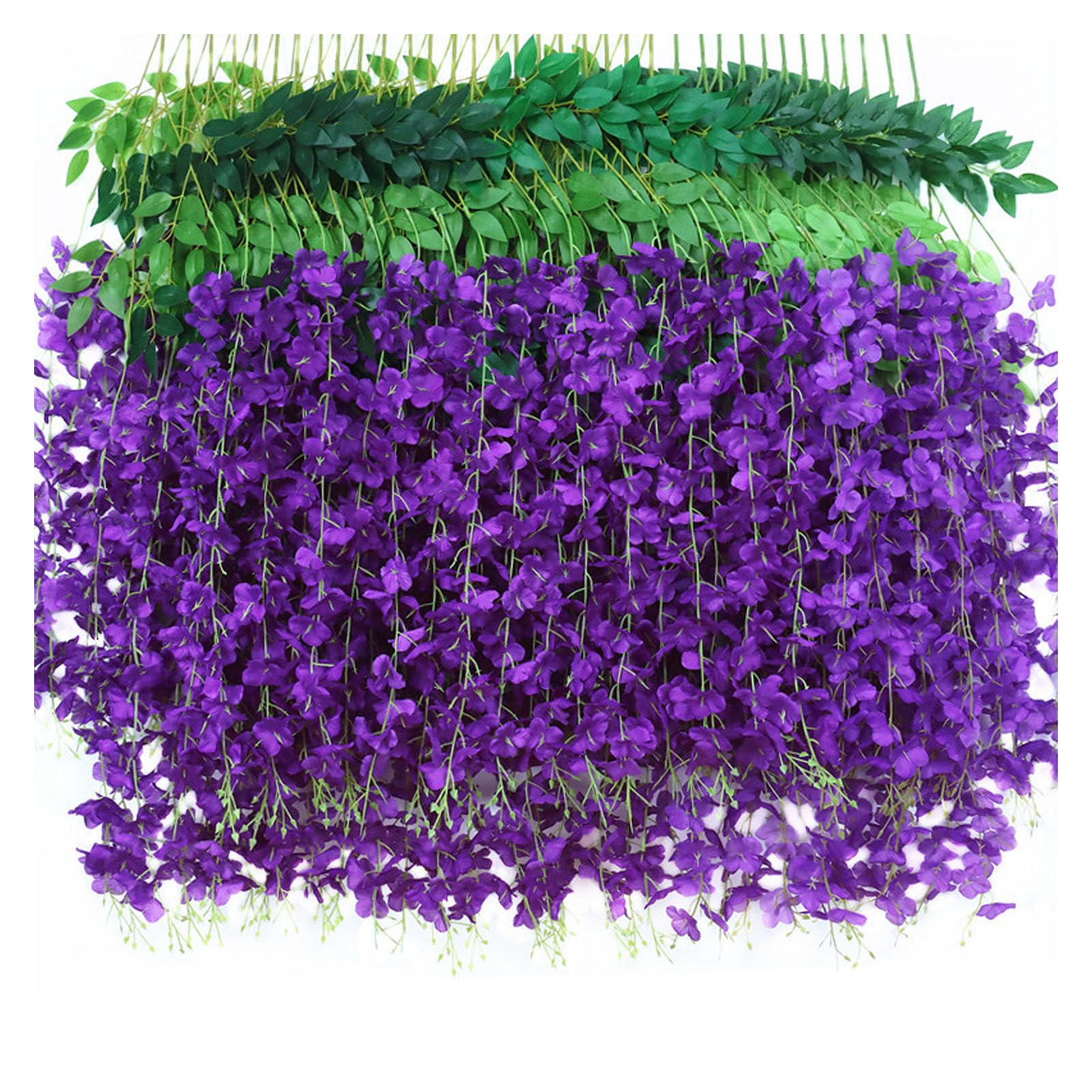 Künstliche Glyzinie, hängende Girlande, Seidenblumen für den Außenbereich, Haus, Garten, Wanddekoration, künstliche Ratta-Pflanze für Bauernhaus, Innenveranda, Zimmer und Gartendekoration (Farbe: E)