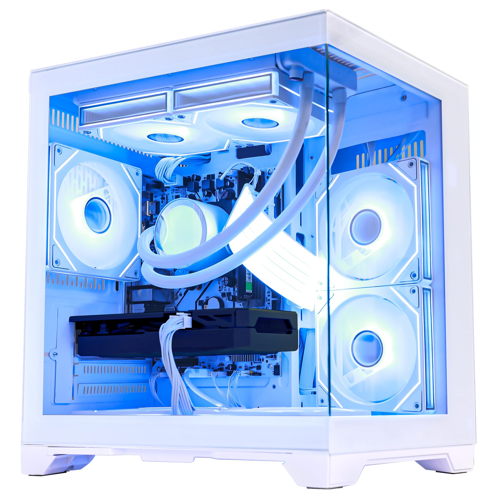 Panorama Gaming PC Desktop, Ryzen 7 5700X, RTX 3050 6GB, 16GB DDR4, 1TB, 240mm Water Cooling & Software Controlled ARGB Fans, 600W PSU, Windows 11, White
