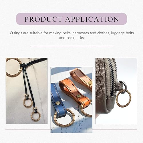 Miniatura 7 de Swpeet 60 anillos de metal multiusos de bronce resistentes de 54 de pulgada a 1.260 in para bolsas de hardware, anillos de mano, accesorios de