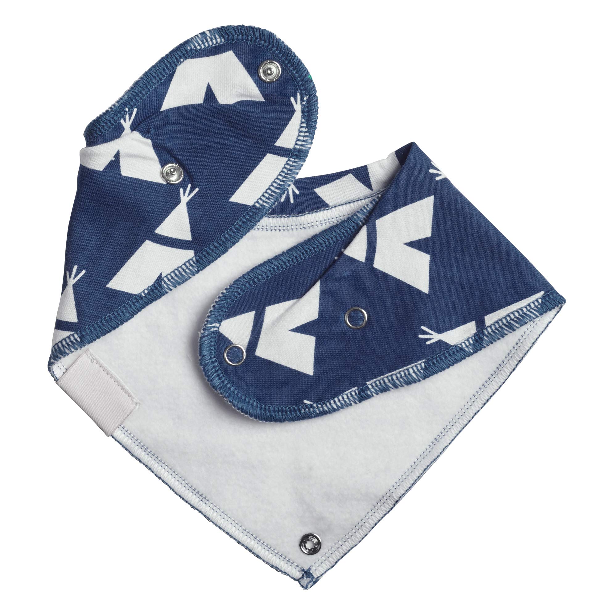 BeeBaby Super Absorbent & Soft Bandana Bib with Snap-On Teether. 100% Waterproof & Washable. (Dark Blue - Huts) 3M+ 4