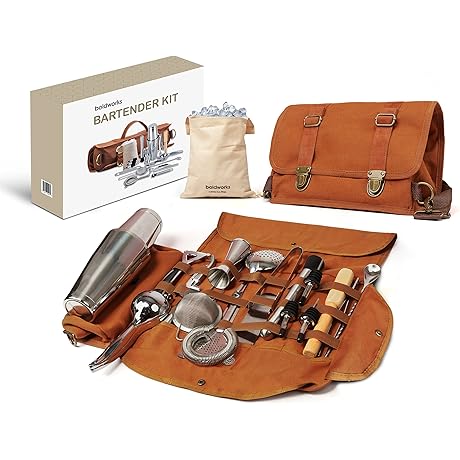Travel Bartender Kit with Mixing Tool Set, Cocktail Shaker Set with Bar...