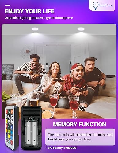 Miniatura 4 de JandCase BR30 Bombilla de luz que cambia de color, RGB+luces LED blancas cálidas y frías, 12 W (equivalente a 100 W), 1050 lm, control remoto,