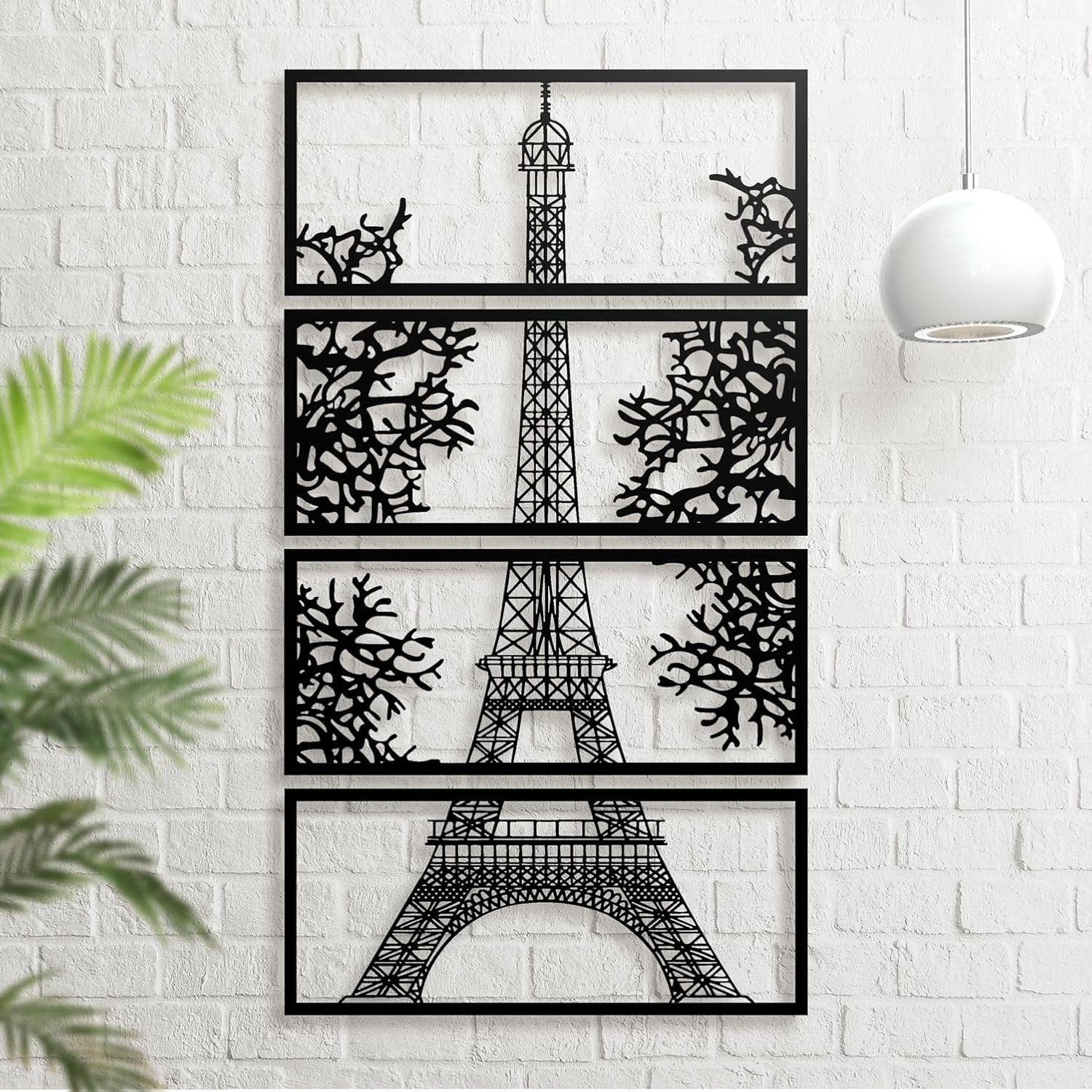 Dekory Eiffel Tower Paris Metal Wall Art 4 Panels Capital, Elysed Fields Wall