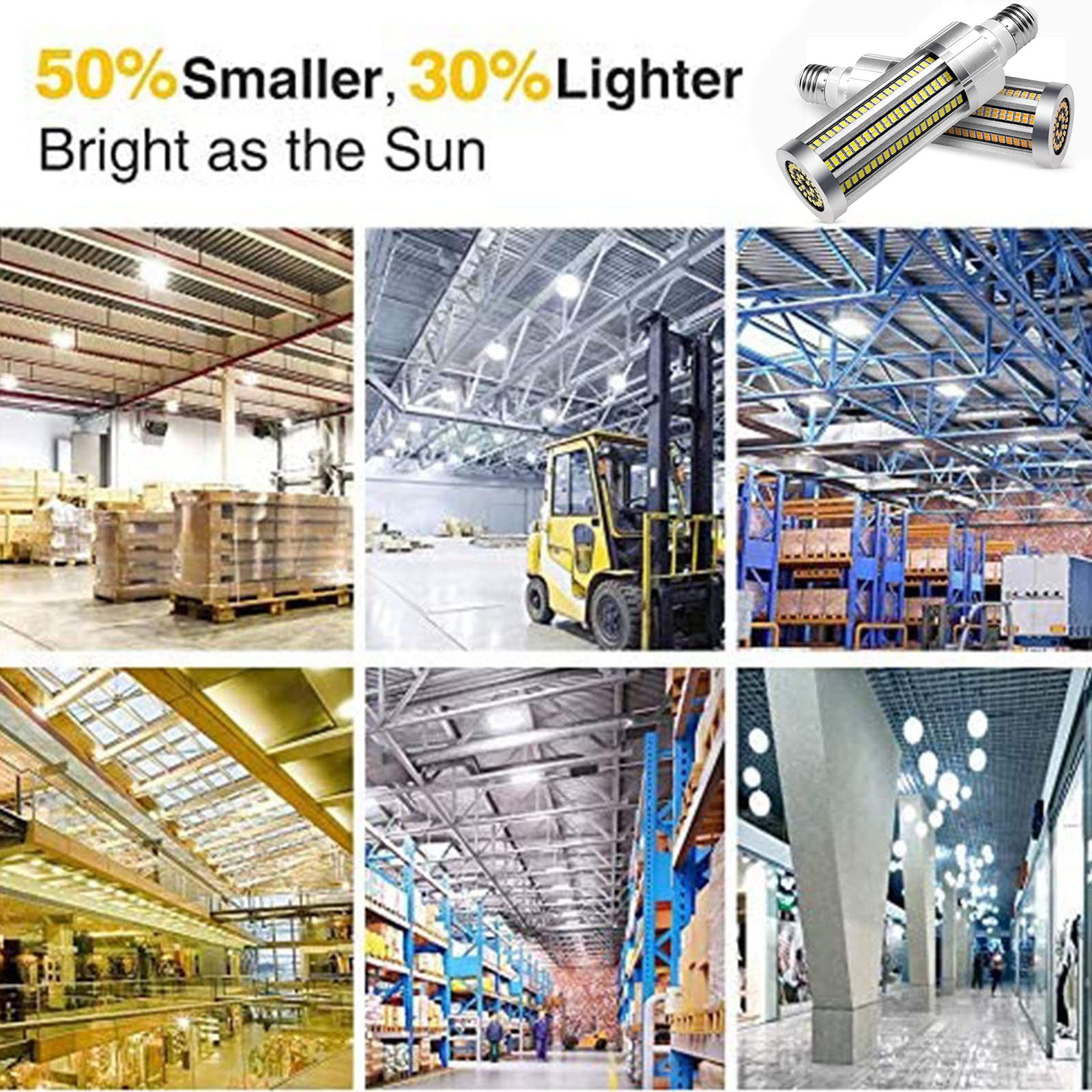 Bombillas LED De Maíz De 25W,187 LED Grado Comercial Super Brillante 6000K 3000 Lúmenes,Adaptador De Portalámparas E27 E39 Adecuado para Garaje, Taller, Cobertizo, Picnic, Camping,Blanco