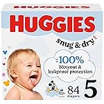 Huggies Size 5 Diapers, Snug & Dry Baby Diapers, Size 5 (27+ lbs), 84 Count, Packaging May Vary