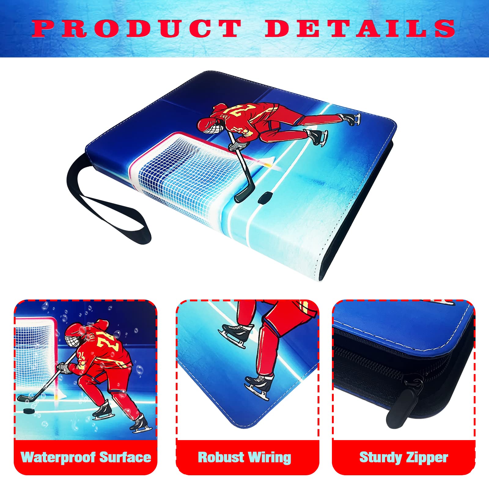 Carpeta de 900 bolsillos para tarjetas de hockey, soporte para tarjetas de intercambio, álbum de coleccionistas, carpeta de tarjetas de intercambio, 9 bolsillos con 50 fundas extraíbles para tarjetas