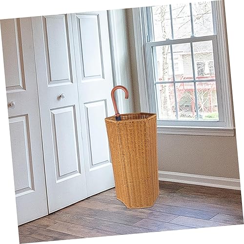 Miniatura 7 de LIFKOME Soporte para paraguas tejido a mano para paraguas de caña de almacenamiento de caña, organizador de paraguas de lluvia, cesta de basura,