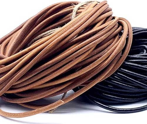 Miniatura 2 de Cuerda redonda de cuero genuino de 0.118 in0.157 in0.197 in, cuerda redonda para manualidades, collar, pulsera, accesorios para hacer joyas