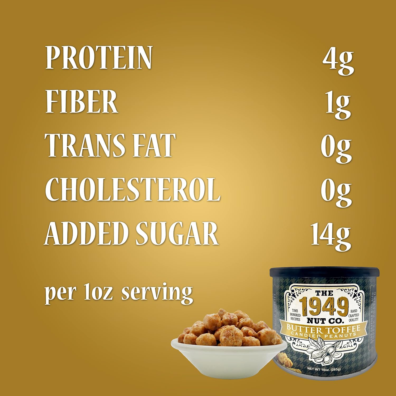 The 1949 Nut Co. Butter Toffee Candied Virginia Style Peanuts | Oil Roasted Peanuts | Fried Peanuts with a Unique Crispy Crunch | Extra-Large, Hand-Cooked in the USA with an Old Family Recipe, 10 oz. image 2