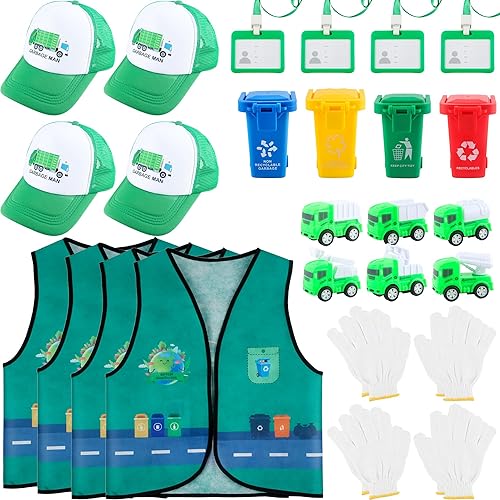 26 Pcs Kids Waste Management Costume Set Recycle Trash Vest