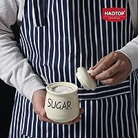 Vista 5 de HAOTOP Tazón de azúcar de porcelana con tapa y cuchara 12oz (Beige)