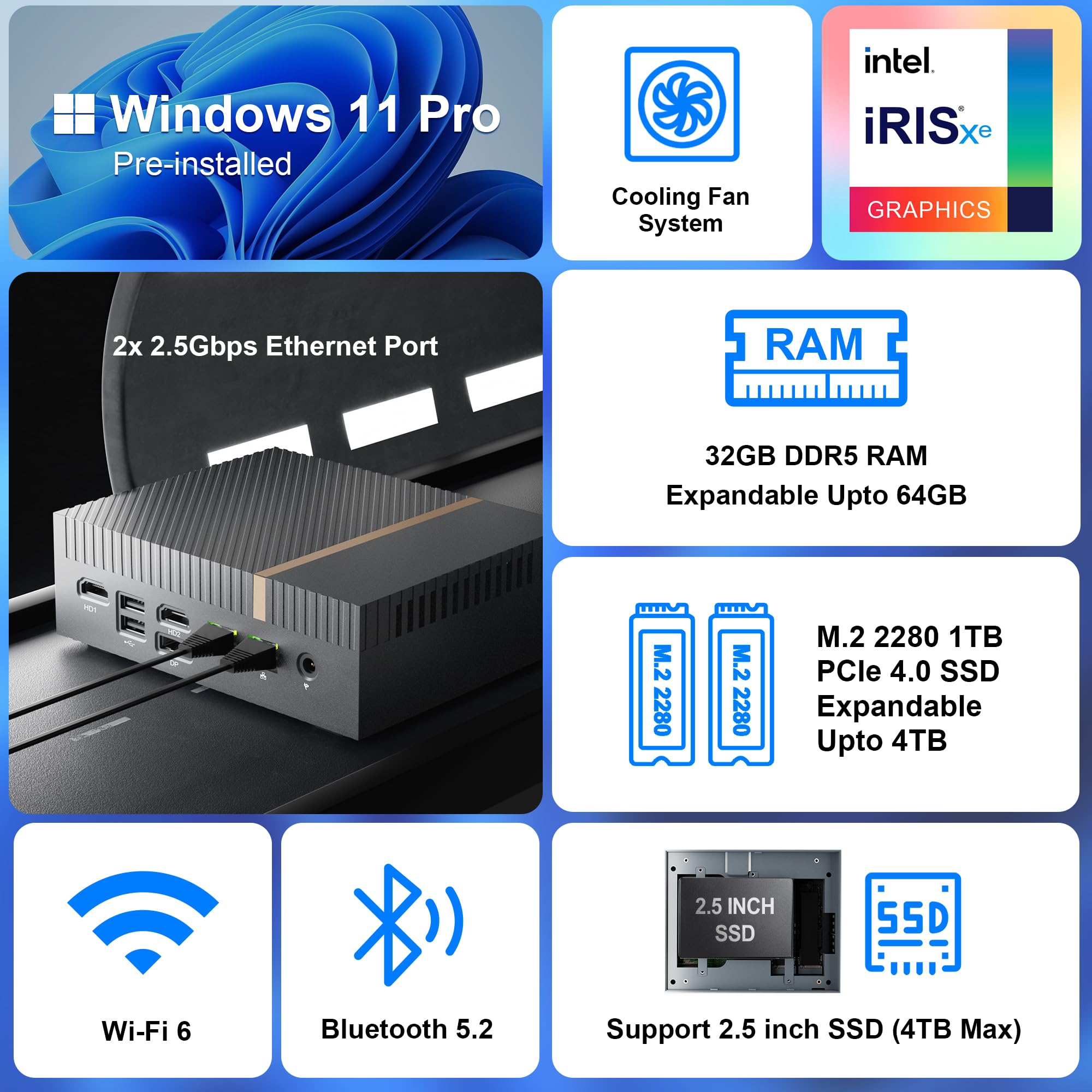 Amazon.com: chatreey Mini PC i9 13900H 32GB DDR5 RAM 1TB PCIe 4.0