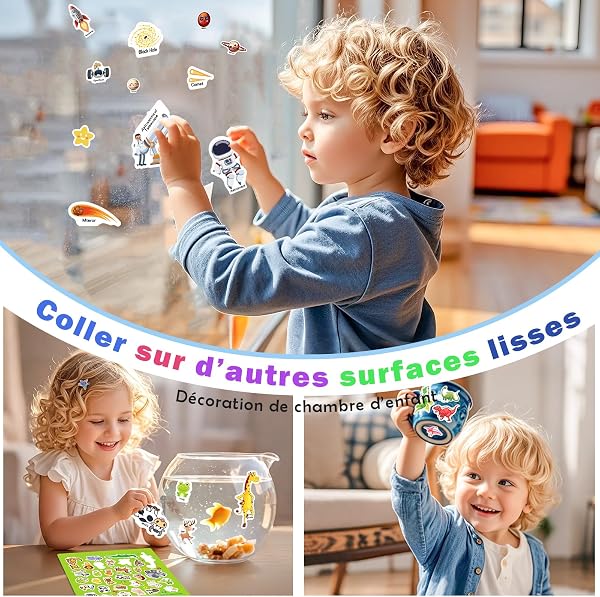 GUYUCOM Lot de 4 Livres d’Autocollants Réutilisables, Jouets pour Enfants de 2, 3, 4 Ans, Garçons et Filles, Tout-Petits, Véhicules Spatiaux 3D Transparents, Jouets Éducatifs, Cadeaux d’Anniversaire - 4