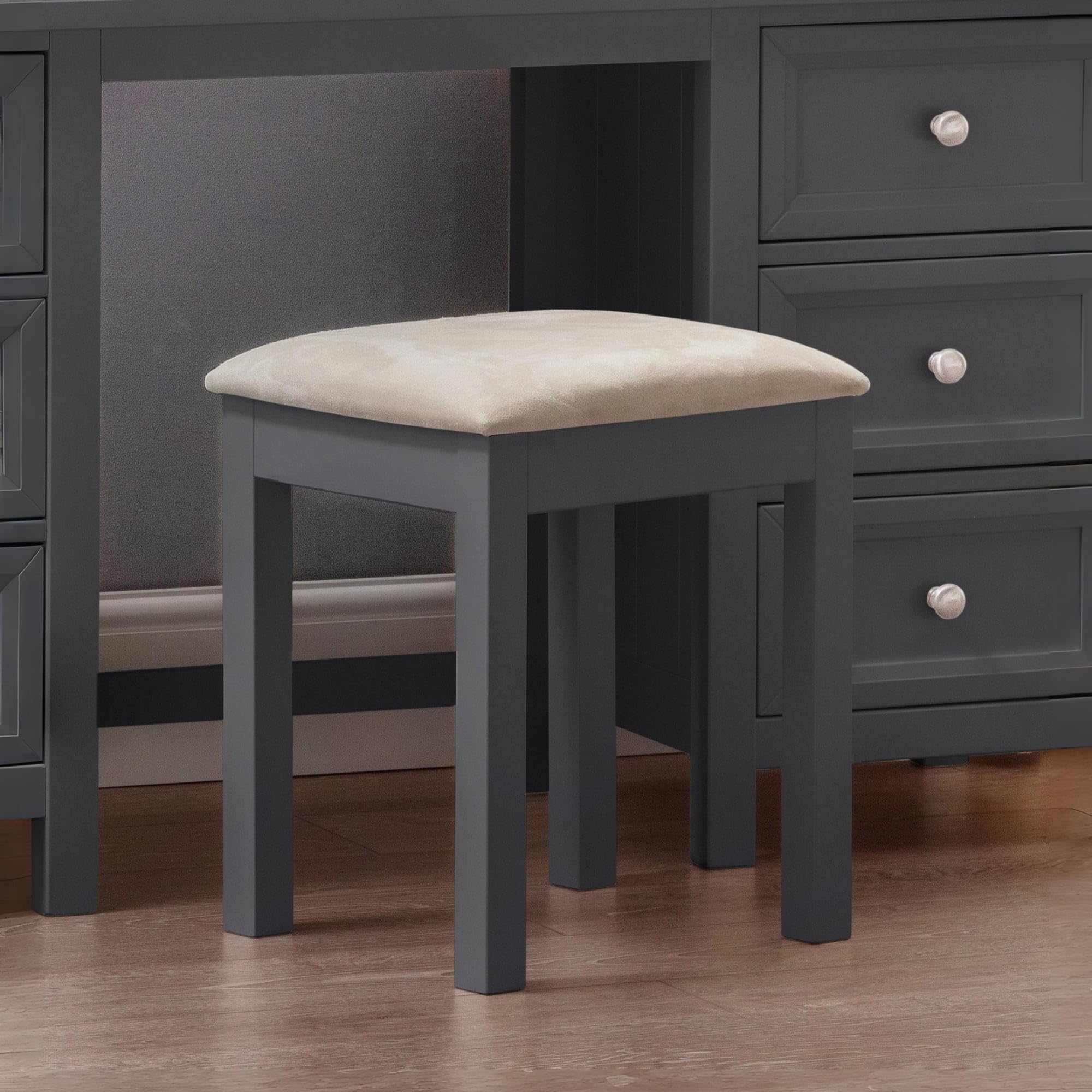 Julian Bowen Maine Dressing Stool - Anthracite Black - Upholstered Padded Seat