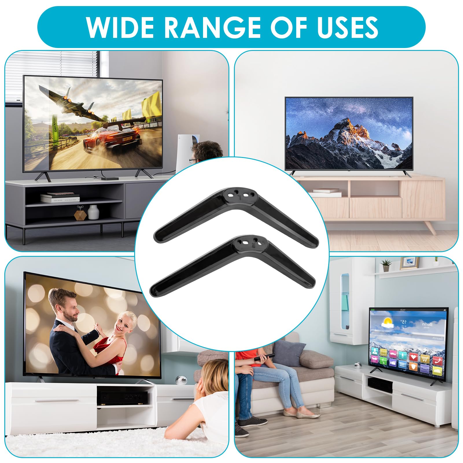 Support TV Universel Avec Pieds Réglables - Compatible Téléviseurs 28 à 65 Pouces (TCL, Sharp, Etc.), Installation Sans Perçage, Capacité 40 Kg