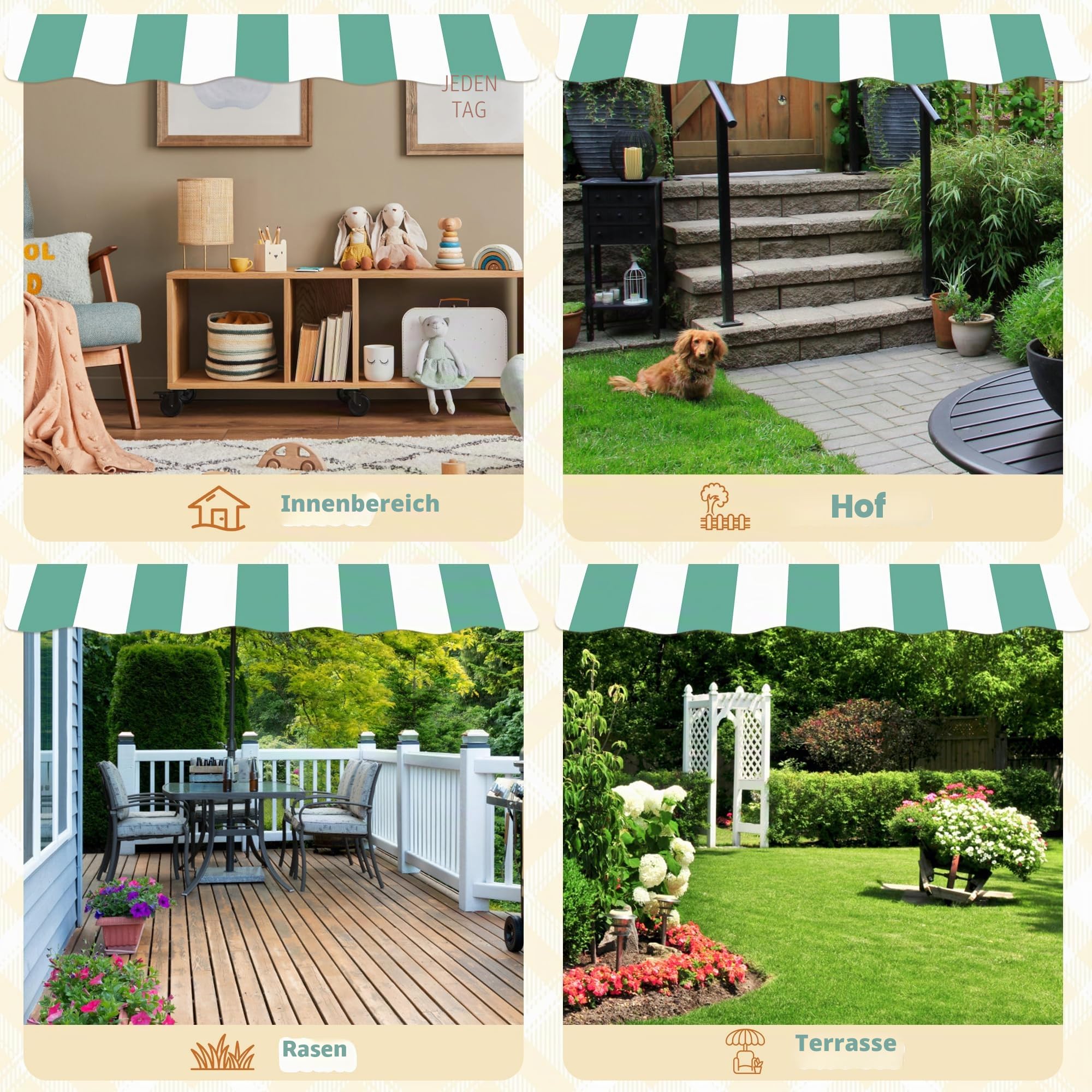ROBUD Matschküche Kinder Outdoor, Holz Spielküche mit Rädern, Grill, großem Wassertank & Echtem Wasserhahn, Tafel, Spüle, Outdoor Küche Kinder Geschenk für Mädchen Jungen ab 3 Jahren